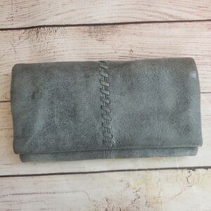 HOBO Keen Continental "Anthracite" Gray Leather Trifold Wristlet Wallet